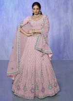 Pink Georgette Wedding Wear Embroidery Work Lehenga Choli