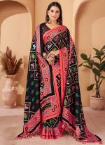 Black Pure Pashmina Festival Wear Digital Printed Saree