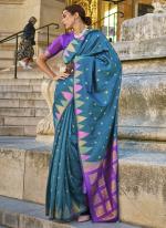 Blue Khadi Silk Traditional Wear Weaving Saree