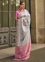 Grey Khadi Silk Traditional Wear Weaving Saree