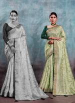 Light Green Tussar Silk Traditional Wear Weaving Saree