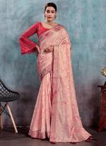 Pink Tussar Silk Traditional Wear Weaving Saree