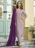 Lilac Silk Festival Wear Embroidery Work Readymade Salwar Suit