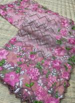 Pink Net Wedding Wear Embroidery Work Saree