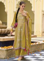 Mustard Silk Traditional Wear Embroidery Work Readymade Salwar Suit