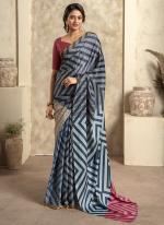 Blue Soft Sattin Silk Party Wear weaving sarees