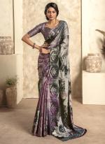 Purple Soft Sattin Silk Party Wear weaving sarees