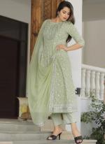 Green Rayon Traditional Wear Embroidery Work Readymade Suit