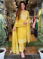 Yellow Cotton Daily Wear Sequence Mirror Work Readymade Straight Kurti