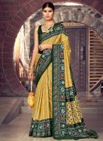 Yellow Tussar Silk Traditional Wear Foil Printed Saree