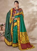 Green Pasmina Wedding Wear Digital Printed Saree With Shawl