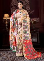 Multi Color Pasmina Wedding Wear Digital Printed Saree With Shawl