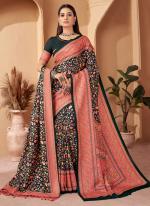 Peach Pasmina Wedding Wear Digital Printed Saree With Shawl