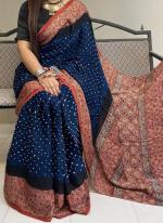 Blue Baglouri Silk  Casual Wear Digital Printed Saree