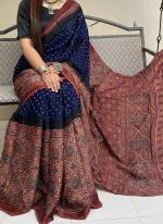 Blue Baglouri Silk  Casual Wear Digital Printed Saree