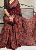 Maroon Baglouri Silk  Casual Wear Digital Printed Saree