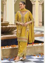 Yellow Silk Eid Wear Embroidery work Plazzo Suit
