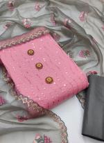 Pink  Chanderi Silk  Festival Wear Sequins Work Dress Material