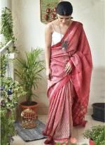 Baby Pink Imported cotton Party Wear Digital printed Saree