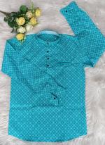 Blue Cotton Casual Wear  Digital printed Short Kurta