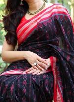 Dark Pink Linen Party Wear Digital Printed  Saree