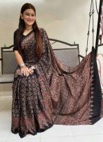 Black Cotton Casual Wear Digital Printed  Saree