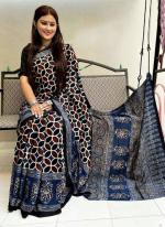 Blue Cotton Casual Wear Digital Printed  Saree