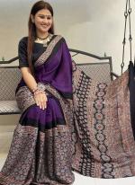 Purple Cotton Casual Wear Digital Printed  Saree