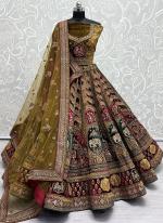 Mehendi Velvet Wedding Wear Fourside Work Lehenga Choli