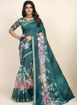 Morpeach Chanderi Cotton  Party Wear Digital Printed Saree