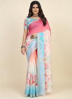 Sky Chanderi Cotton  Party Wear Digital Printed Saree