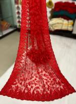 Red Net Party Wear Embroidery Work Saree