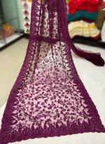 Wine Net Party Wear Embroidery Work Saree