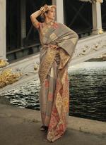 Light Grey Silk Festival Wear Weaving Saree