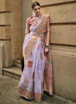 Lilac Silk Festival Wear Weaving Saree