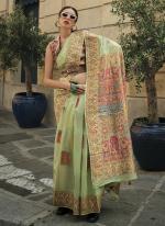 Pista Green Silk Festival Wear Weaving Saree