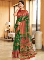 Green Crepe Silk Festival Wear Printed Saree