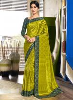 Green Crepe Silk Festival Wear Printed Saree