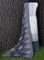 Navy Blue Pashmina Casual Wear Printed Dress Material