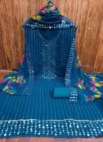 Blue Georgette Festival Wear Sequins Work Dress Material