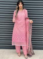 Pink Cotton Eid Wear Embroidery Work Pakistani Suit