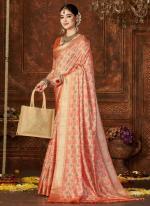 Peach Dola Silk Traditional Wear Digital Printed Saree