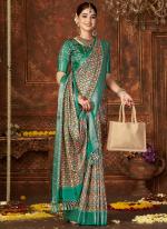 Teal Dola Silk Traditional Wear Digital Printed Saree