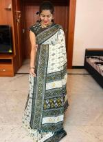 Multi Color Plain Linen Wedding Wear Digital Printed Saree