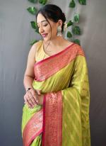 Green Organza Wedding Wear Weaving Saree