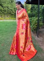 Orange Pathani Party Wear ZarI Work Saree