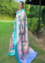 Sky  Pathani Party Wear ZarI Work Saree