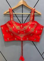 Red Phantom Silk  Party Wear Embroidery Work Blouse