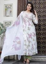 White Rayon Casual Wear Embroidery Work Readymade Salwaar Suit 