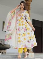 Yellow Rayon Casual Wear Embroidery Work Readymade Salwaar Suit 